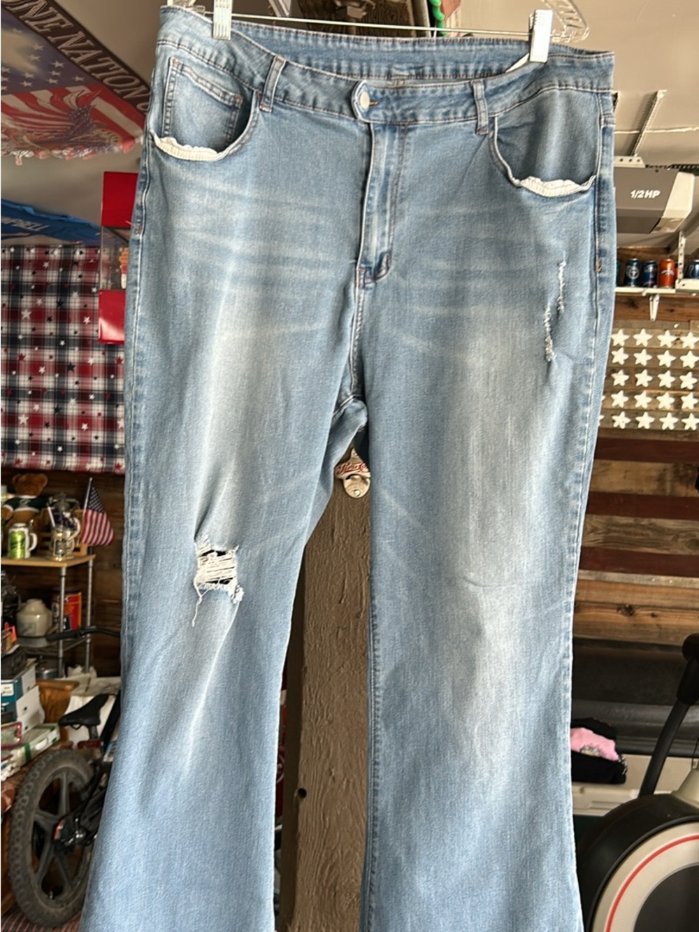 SHEIN Curve 3XL Distressed  Flare Jeans